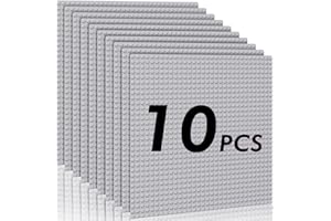 Mlikero Paquete de 10 Classic Base- Grande Base 10" x 10", Base Construcciones Compatibles con Las Principales Marcas y Mesas de Actividades, para Constructores a Partir de 3 Años (Gris)