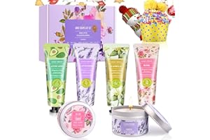 TENUISKFT Set Regalo per Donne, 7pcs Regalo Set da Donna, Crema Mani Regalo Natale, Candele Profumate, Mini Crema Mani Profumata Idee Regalo Compleanno Donna