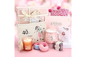 SOVYIME Tasse Cadeau Anniversaire Femme 40 Ans Drôle, Coffret Cadeau Femme Original, Idee Cadeau Maman Anniversaire 40 Ans, Coffret de Bain Beauté Soin pour Femme - Tasse Café, Bougie parfumée, Bombes de Bain