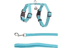 Imbracatura con Guinzaglio Flamingo Lomi – Azzurro | Per Gattini (Kitten) | A: 15-22 cm, B: 20-30 cm, C: 120 cm x 10 mm x 2 mm – Morbida, Sicura, Regolabile e Leggera