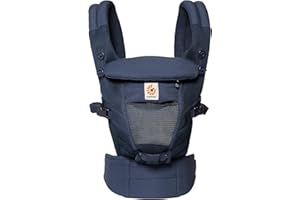 Ergobaby Porte-Bebe pour Nouveau-né Ergonomique et Physiologique, Bleu Profond Respirant Adapt 3-Positions, Dorsale et Ventral