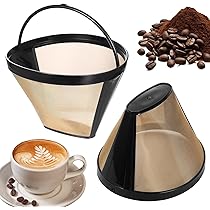 Koffiefilter maat 4 herbruikbaar koffiefilter roestvrij staal koffie permanent filter met handvat, wasbaar koffiefilter voor het maken van handmatige koffie