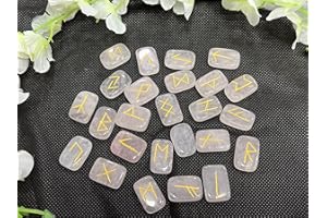 WholesaleGemShop Rune Set in Multi Gemstones with Velvet Bag