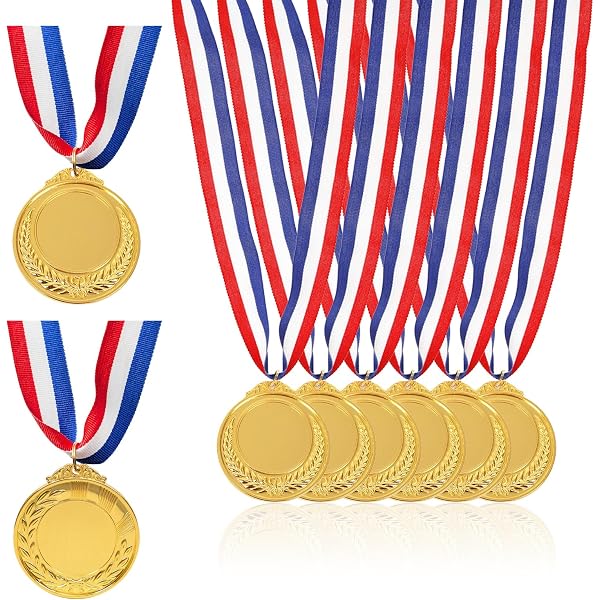 GeeRic Lot De 30 Médailles D'or Avec Rubans De Cou, Médailles
