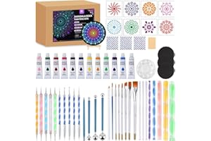 Genround DIY Mandala Dotting Tools Kit and Paint - 59 PCS Rock Painting Set with Gems, Easel and Board, Acrylic Colours - Easter Egg Painting Kit for Beginner, Kids