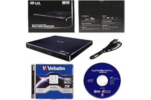 PRODUPLICATOR LG 6x WP50NB40 External Portable Slim Blu-ray Burner Bundle with 100GB BDXL and Cyberlink Burning Software - Supports M-DISC and BDXL Discs (Retail Box)