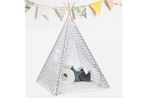 KNECKES Premium Tipi Zelt für Kinder (110 x 110 x 170cm / für 1-3 Kinder), deutsche Aufbauanleitung, inkl. Aufbewahrungstasche für innen und außen