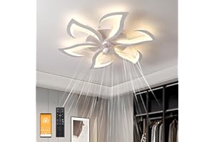 MYYCX Ventilatore da Soffitto con Luce e telecomando, Dimmerabile LED Plafoniere, Lampada da soffitto con Ventilatore Regolabile 6 Velocità/Reversibili, Memoria, Tempistica (70cm/6 Luce)