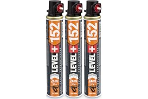 LEVEL PLUS 3 cartuchos de gas de repuesto para aparatos de presión de gas, 152 mm x 32 mm de diámetro, Fuel Cell, combustible para clavadora de gas RM152