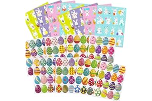 DSLIHA Easter Stickers for Kids, Easter Egg & Bunny Decals for Egg Hunt Party, Kids Crafts, Greeting Cards, Gift Wrapping | 256Pcs Easter Egg Decoration Stickers for Envelopes, Scrapbooking, Children's Gifts