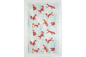 Ulster Weavers Foraging Fox Tea Towel - 100% Cotton - With Cute Animal Hand Drawn Design, Duck Egg Blue - Kitchen and Cooking Gifts for Bakers & Chefs - Homeware & Kitchenware Range