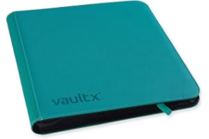 Vault X Premium Exo-Tec Zip Binder 12 Pocket, 20 Double-Sided Pages for 480 Side-Loading Slots for Board, Collectible or Trading Card Game Protective Folder Album (Teal)