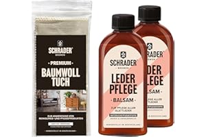 ‎SCHRADER BREMEN Schrader Lederpflege Balsam Set - Balsam und Poliertuch - für Glatte Lederarten - farbneutral - 3-teilig - Made in Germany
