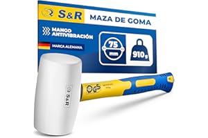 S&R Martillo Mazo de Goma Blanco 910 Gr / 75 mm - Mazas en Goma Profesional anti vibraciones y manchas.