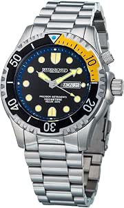 Orologio subacqueo da uomo, 1000 m, con valvola elio, indicatore luminoso,  visualizzazione giorno e data, lunetta girevole : Amazon.it: Orologi