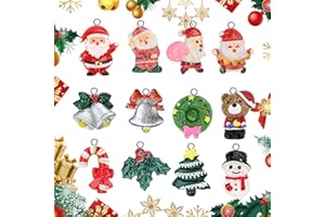 FADCAER 24 mini adornos de Navidad colgantes de Navidad, mini adornos de Navidad de resina 3D, mini decoraciones de árbol de Navidad surtidas con personajes de Navidad para manualidades, fabricación de joyas