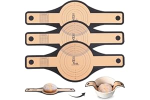 FOLKSY SUPER KITCHEN SUPER KITCHEN 3 Pezzi Tappetino in Silicone per Forno 2 Dimensioni 24cm 21cm per Forno Olandese con Manici Lunghi per Pasta Madre Biscotti Baking (Nero)