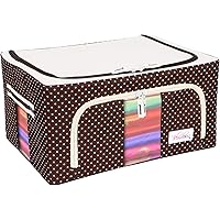 BlushBees Living Box - Storage Boxes for Clothes, Saree Cover -Polka Dots Brown, 24 Litre, Pack of 1