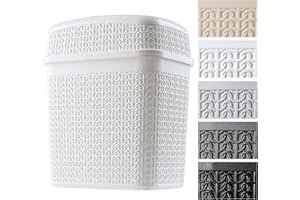 Secchio cosmetico kadax fatto di plastica, bidone dei rifiuti con coperchio altalena, contenitore per rifiuti, bidone della spazzatura per bagno, cucina, (5L, bianco)