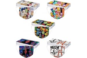 Zilosconcy 50 Stück Mundschutz Erwachsene Bunt mit Motiv 3-lagig Mund-Nasen-Schutz Blumen Mund und Nasenschutz Elegant Blau Print Tücher Atmungsaktiv Bandana Maske Halstuch