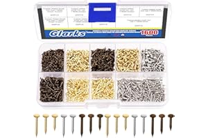 Glarks 1600 pezzi Small Tiny Nails Kit Wooden Screw Nail Gold Silver Bronzo 1 X 6 mm 1 X 8 mm 1 X 10 mm Mini chiodi per accessori hardware fai da te installazione fissa