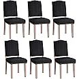 Yaheetech Dining Chairs Set of 6 Modern Kitchen Chairs with Nailhead Trim and Upholstered Seat for Home, Living Room, Kitchen, Black