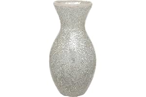 MATURI Wysoki srebrny wazon mozaikowy z pękniętym szkłem, prezent, dekoracja domu, 28 cm