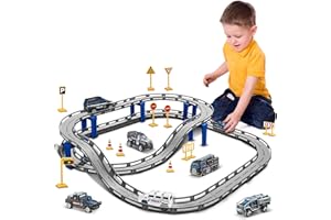 GENERIC BASAMOU Circuit Voiture Electrique Enfant 3 4 5 6 7 8 9 Ans, Jouet Train Électrique Enfant Piste de Course, Jeux Véhicules Garçon Fille pour Cadeau d'anniversaire Noël (avec 4 Voitures Aléatoires)
