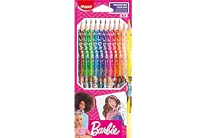 Maped Lapices de Grafito para Niños - Lápices de Grafito de Barbie X12 - Colores Vibrantes y Duraderos - Colorear, Estuche Colores - Ideal Material Escolar