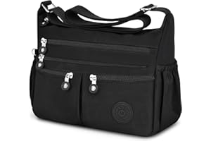 TEUEN Bolso Bandolera Mujer Mediano Casual Bolsos de Mano Impermeable de Nailon Ligero Bolso Crossbody Bag con Múltiples Bolsillos Bolso Cruzado para Universitarias Viaje Uso Diario