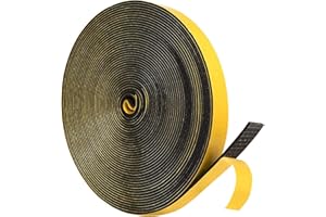 UPSEN Samoprzylepna taśma uszczelniająca, 12 mm (szer.) x 1,5 mm (średnica) / 10 m (dł.) do drzwi i okien, piankowa, gumowa uszczelka chroniąca przed zimnymi przeciągami/antykolizyjna/dźwiękoszczelna,