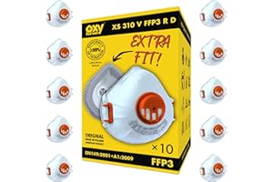 Oxyline XS 310 V FFP3 R D Wiederverwendbare Halbmaske Staubmaske Atemschutzmaske Schutzmaske mit Ventil, EXTRA FIT 10 Stk