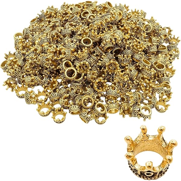 Bremorou 80 stuks mini gouden kronen voor ambachten 3d legering koning kroon kralen, vintage kroon bedels voor sieraden ketting armband maken benodigdheden kleine gouden kronen voor doe-het-zelf
