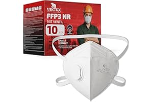 VENTUX SAFETY EQUIPMENT FFP3 Maske mit Ventil - Hochwertiger Atemschutz mit Hoher Filtration - Komfortabel und Ergonomisch - Ideal für Baustelle und Industrie - Erhältlich in 5, 10, 15 und 20 Stück