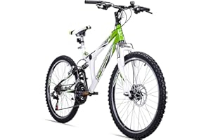 ‎BERGSTEIGER Bergsteiger Montreal 20, 24 Zoll Kinderfahrrad, geeignet für 6,7, 8, 9, 10, 11, 12, 13 Jahre, 18 Gang-Schaltung, Mountainbike mit Vollfederung, Jungen-Fahrrad, Mädchen-Fahrrad