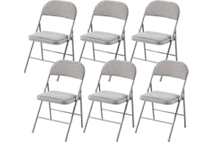 Charles Jacobs Cushioned Fabric Folding Chairs with a Grey Metal Frame - Set of 6
