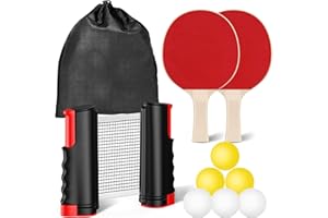 FOOING Set di racchette da ping pong, 2 racchette da ping pong professionali 6 palline da ping pong retrattili con sacca di stoccaggio