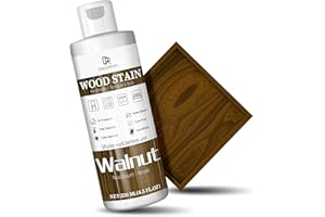 DECORROM Wood Stain, 250ml Walnut Water Based Wood Stain, Matte Wooden Dye Fast Curing for Indoor and Outdoor Wooden Furniture, Doors, Window, Wardrobe, Paneling, Cabinets Low Odor Non-Toxic & Long Lasting