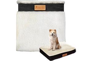 Ellie-Bo XXL Memory Foam Dog Bed Cover for 48-inch Dog Cage/Crate - Black Faux Suede/Sheepskin