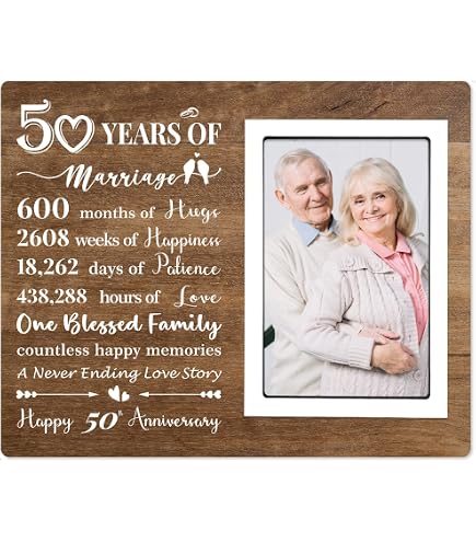 Juliana 50th Golden Wedding Anniversary Photo Frame - Two Tone Silver Plated, Holds 2 Photos