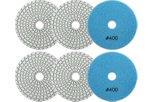 VENJELD Diamond Wet Polishing Pads 100mm 6pcs Polishing Kit Grit 400 for Granite Marble Artificial Stone Quartz for Angle Grinder