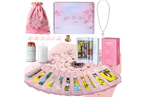 Myripoly Tarot Cards Set with Meanings on Them-Beginner Tarot Deck Set-Tarot Spread Cloth,Velvet Pouches-Tarot Cards for Beginners Crystal-Rope Satya Incense