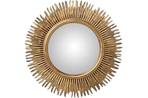 DONREGALOWEB Espejo de Pared Redondo de Resina con Forma de Sol Dorado Ø58x3 cm INT ø30cm