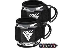 RDX Cavigliere Cavi Palestra, 7MM Neoprene Cinghie per Caviglia Imbottite Polsini Trazioni Esercizi delle Gambe Workout con Doppio D Anello Attaccament, Fitness Regolabile Strap Uomo Donna