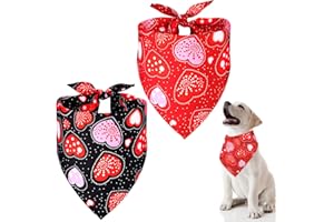 WEEWOODAY 2 Stück Valentinstag Hund Bandana Herz Haustier Halstuch Reversibel Hunde Dreieck Lätzchen Waschbare Verstellbare Hunde Kopftücher für Valentinstag Hunde Katzen Geburtstag Kostüm Zubehör