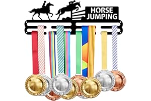SUPERDANT Porta Medaglie da Equitazione Espositore per Medaglie Sportive da Salto per Uomini per 2 File con 8 Ganci Medaglie Porta Trofei Premi Porta Nastro Display Appeso A Parete Regalo Atleta