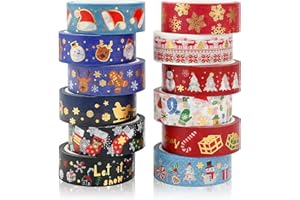 VIDILLO Washi Tape Set 12 Rolls Weihnachten Schwarz Washi Masking Tape Dekorative Klebeband für Scrapbooking DIY Handwerk Bastler verschönert Journals Planer Karten Geschenkverpackung Bänder Hochzeit (Rot)