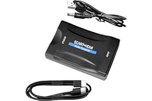 Convertitore da scart a HDMI con cavo HDMI, KUYiA SCART in uscita HDMI, interruttore Full HD 720P/1080P Convertitore audio audio di alto livello per monitor HDTV, proiettore STB VHS PS3 Sky