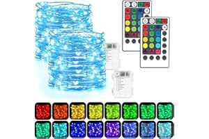 ACAJOE Fairy Lights Battery Operated 2 Pack 50 LED 16 Colour Changing Fairy Lights String Lights Indoor Outdoor Waterproof with Remote Control for Christmas Party Wedding Decorations (2 PC Battery RGB)
