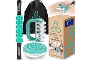 Kit de rodillo de fascia 3 en 1, ayuda a reducir la apariencia de la celulitis y ayuda a aumentar la circulación, masajeadores de fascia para muslos, caderas, brazos y cuerpo de Cozlow